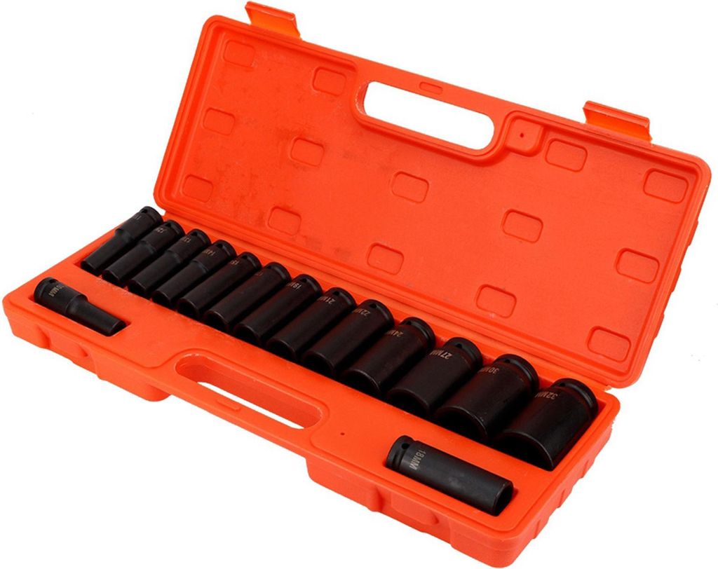 15 PCs / SET 1/2 Zoll Tiefe Impact Socket Tool 10-32 mm für Garage Workshop