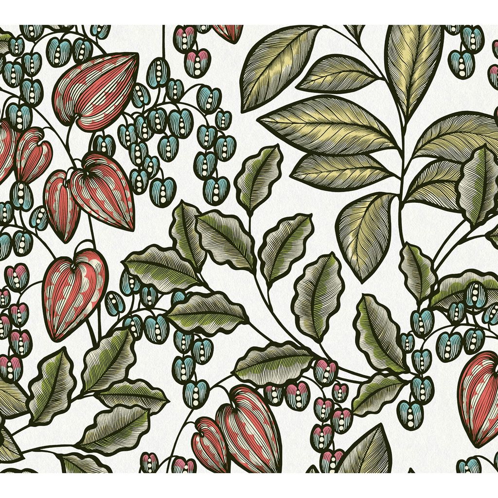 Architects Paper Blumentapete Floral Impression florale Tapete Vliestapete bunt grün weiß lila schwarz 10,05 m x 0,53 m