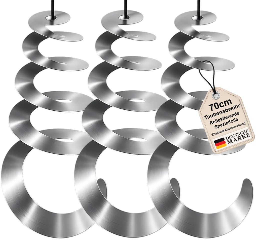 Windspirale 3er Set Vogelabwehr Windspiel Reflektierend Produktbild 