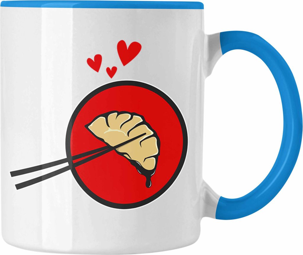 Trendation - Dumpling Tasse Geschenk Gyozas Asiatisch Sushi Liebhaber Geschenkidee Liebe (Blau)