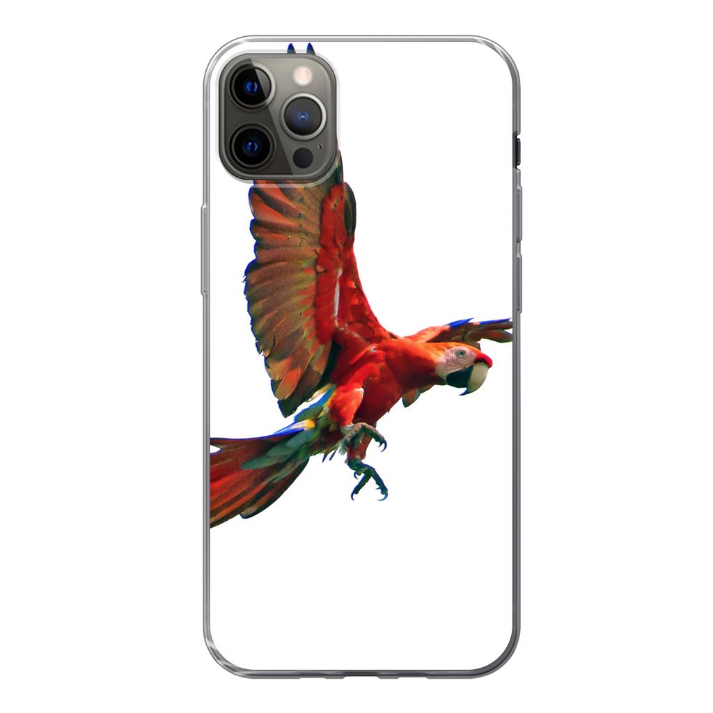 MuchoWow Handyhülle Schutzhülle Hülle für iPhone 12 Pro Max Ara - Vogel - Porträt Silikon Softcase Handy Hülle - Hartschale