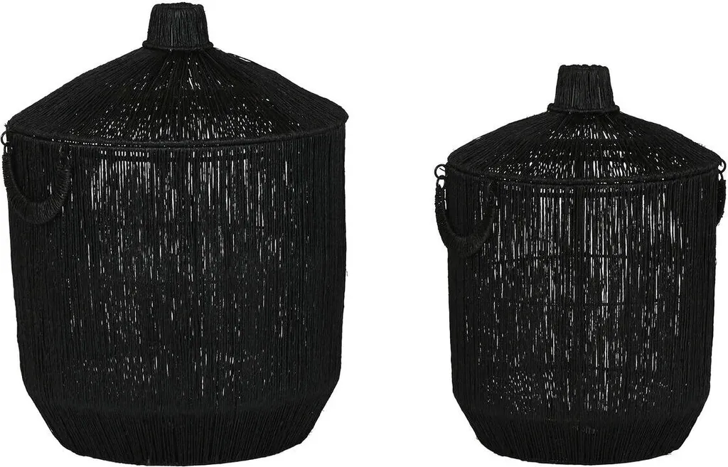 Paniers de rangement en métal noir et jute Home ESPRIT - Lot de 2