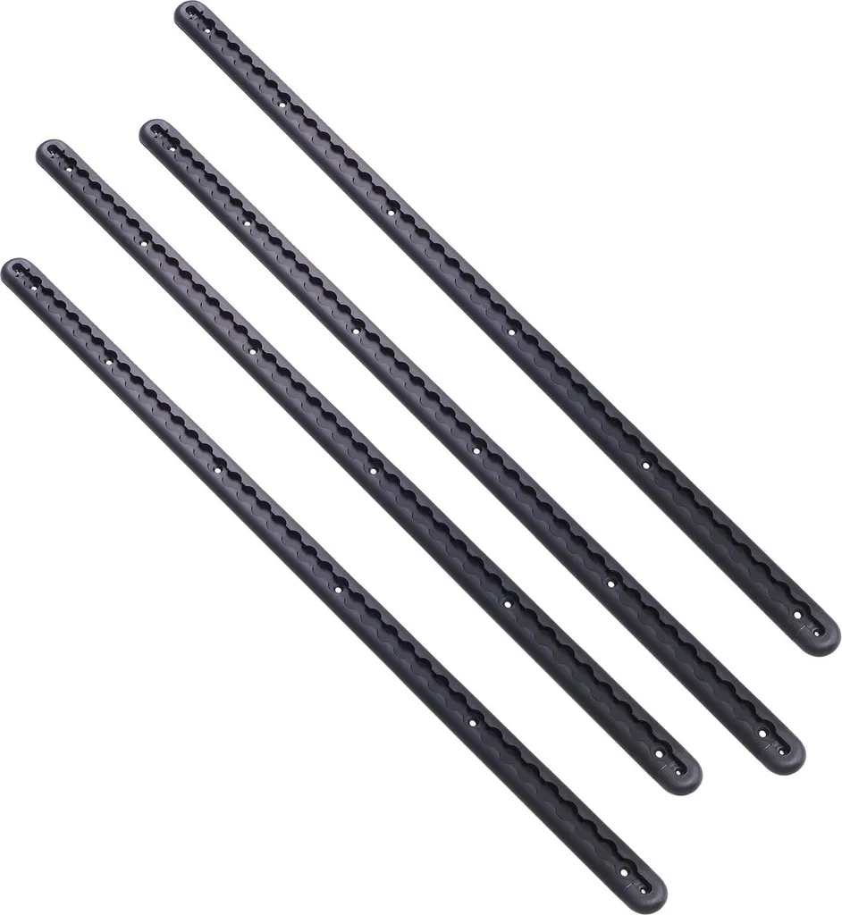 Rail d'arrimage aéro en alu noir 97cm et ses 8 anneaux de fixation