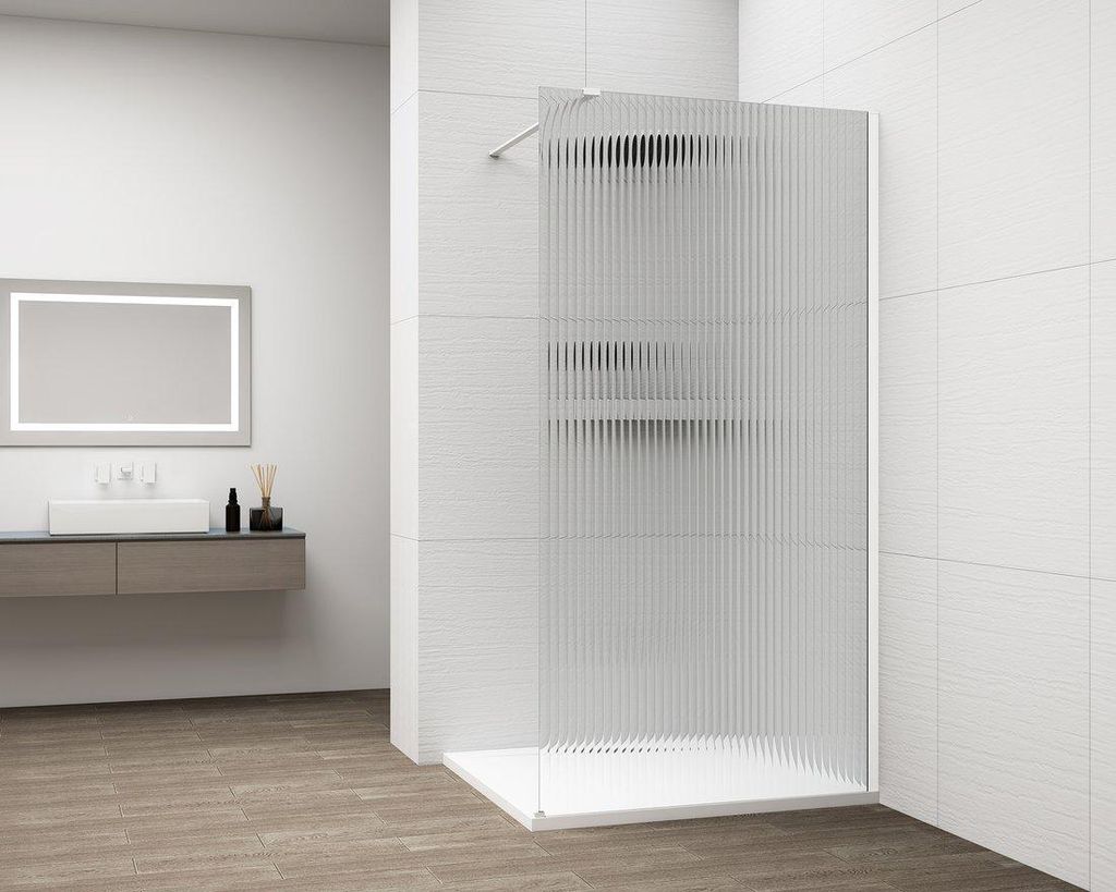 Polysan ESCA WHITE MATT Dusch-Glasteil, Wandmontage, Glas Flute, 1300 mm