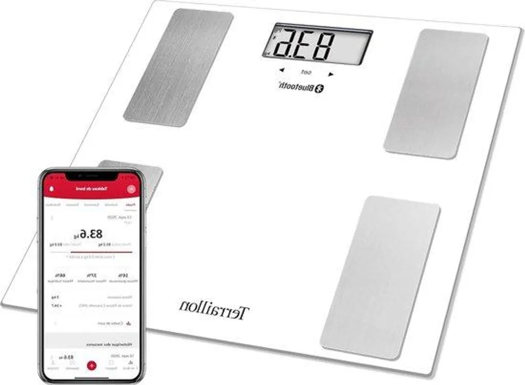 Pèse-personne intelligent Bluetooth 160 kg blanc haute précision