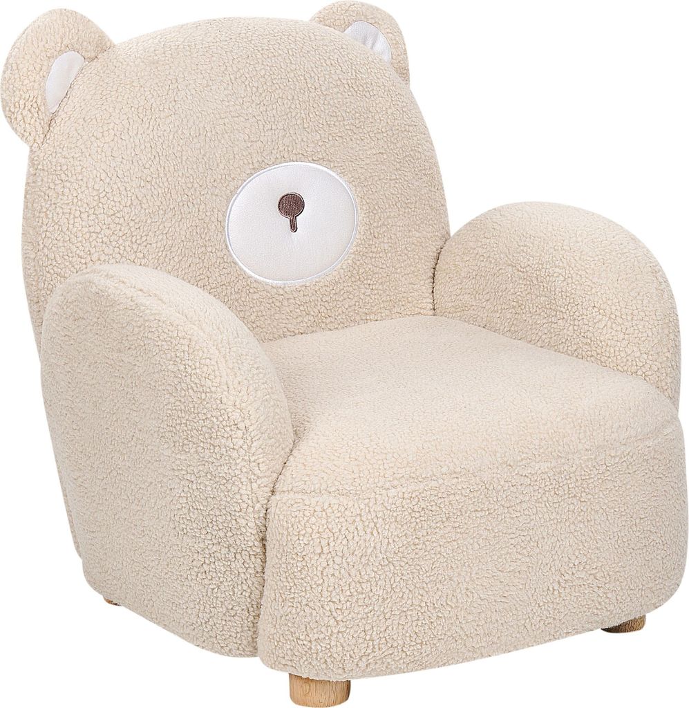 BELIANI Tier Sessel Beige Kunstfell Polsterung mit Armlehnen Kinderzimmermöbel Modernes Design Bärenform