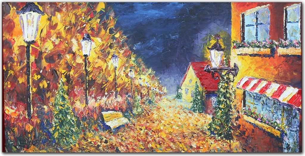Coloray Bild aus Acryl 100 cm x 50 cm - Acrylblock mit Bild Gehärtetes Acryl Wohnzimmer Dekoration Wanddekoration Küche - Stadtpark Bäume Im Herbst