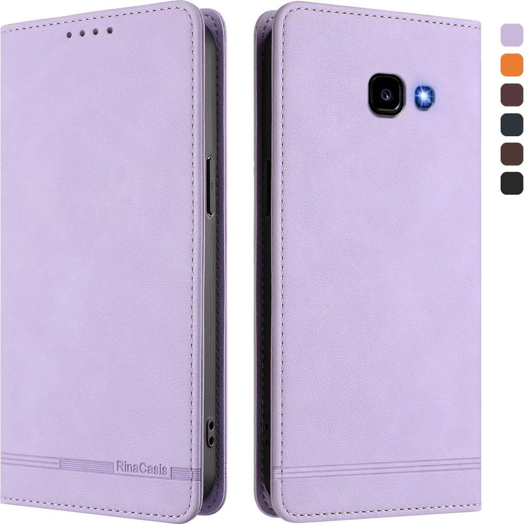 Hülle für Samsung Galaxy A5 2017, Retro Kunstleder Ständer Klapphülle mit Kartenfächer und Magnetische Violett