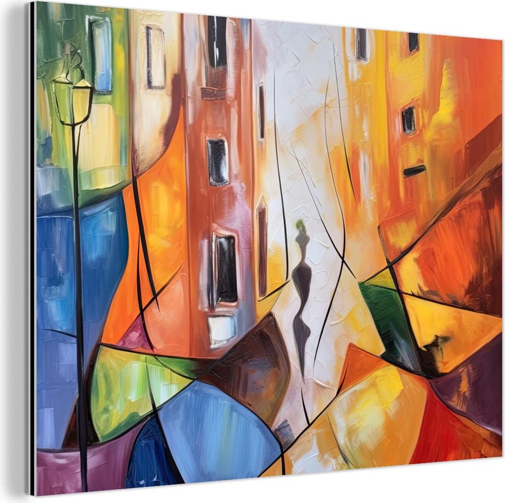 MuchoWow Wanddekoration Metall Metallbild Wandkunst 40x30 cm Abstrakt - Kunst - Malerei - Farben MuchoWow Aluminium Gemälde - Dekoration Wohnzimmer