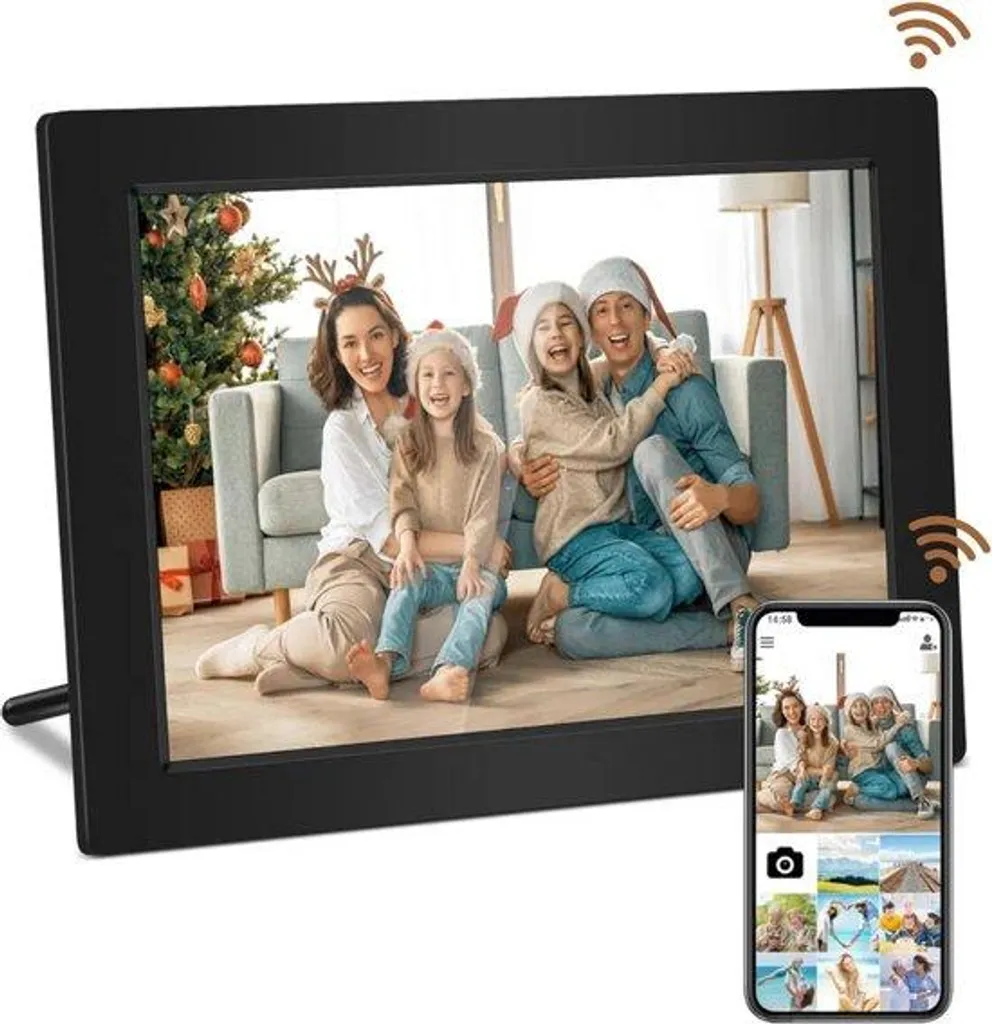 Cadre photo connecté WiFi 10 pouces noir pour partage de photos à distance