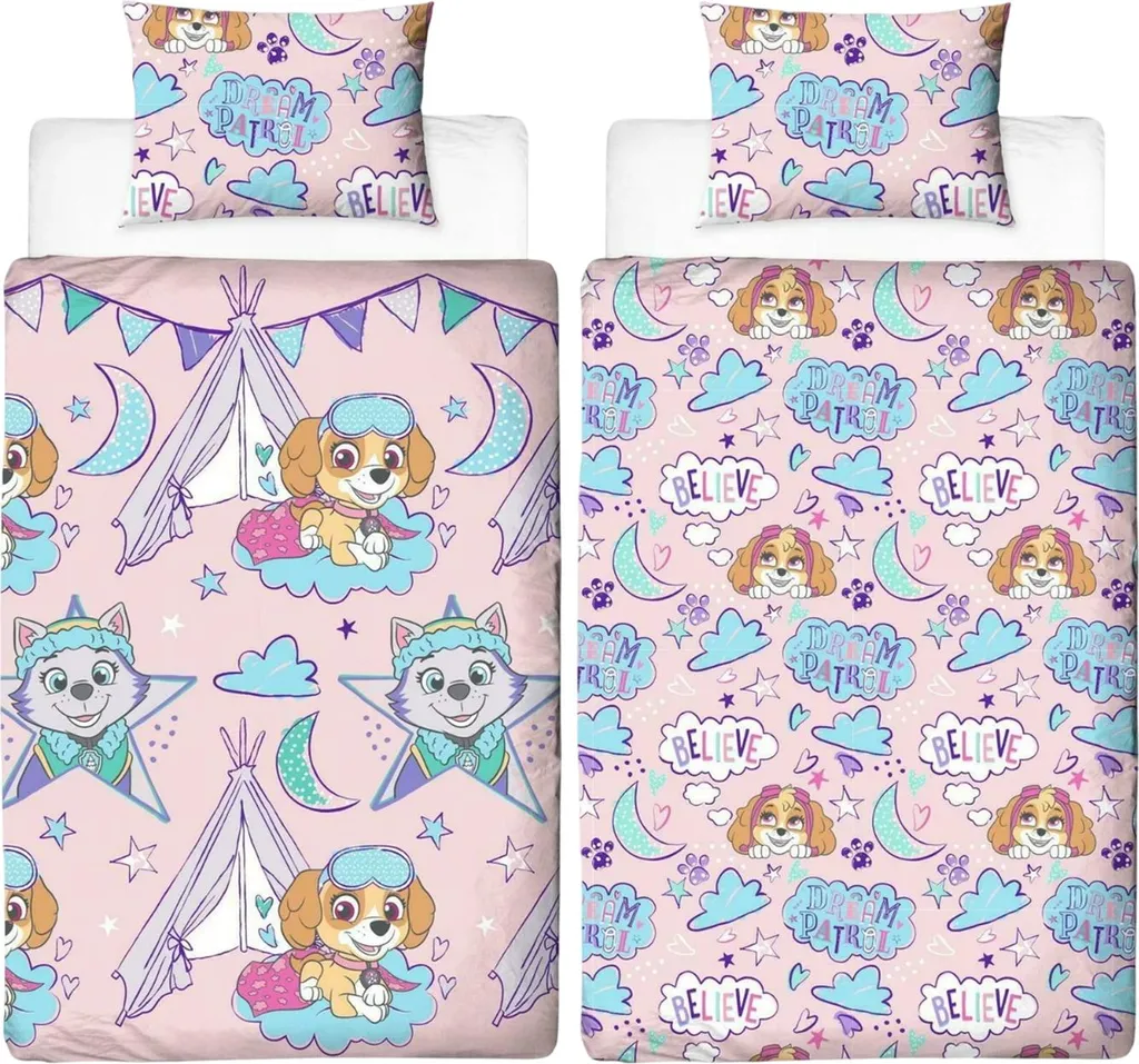 Paw Patrol Sleepover Parure de Lit Réversible TC255 Multicolore Enfant