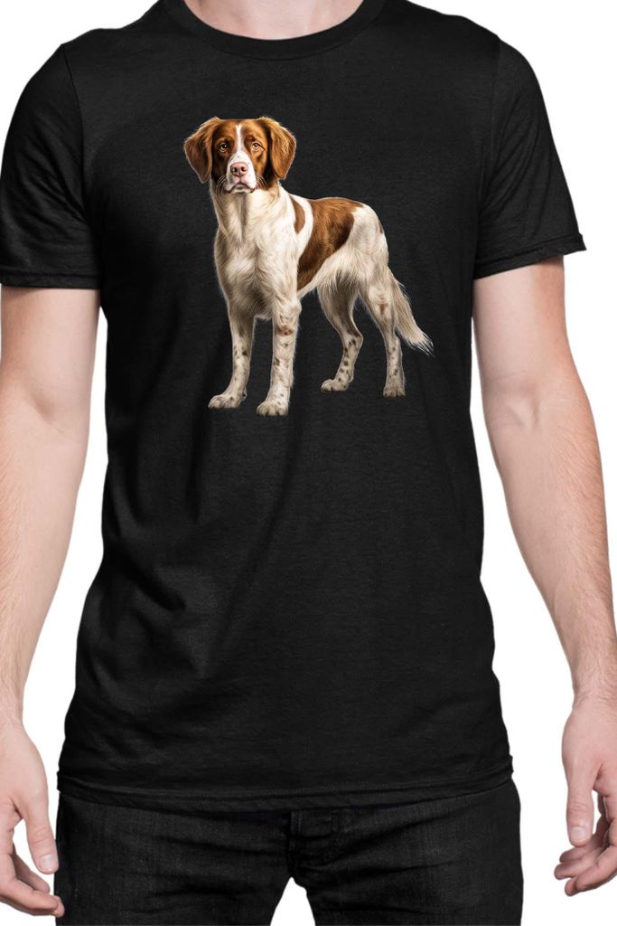 Herren T-Shirt Dogs Breeds Brittany Dog Breed 005, Man 2XL / Schwarz