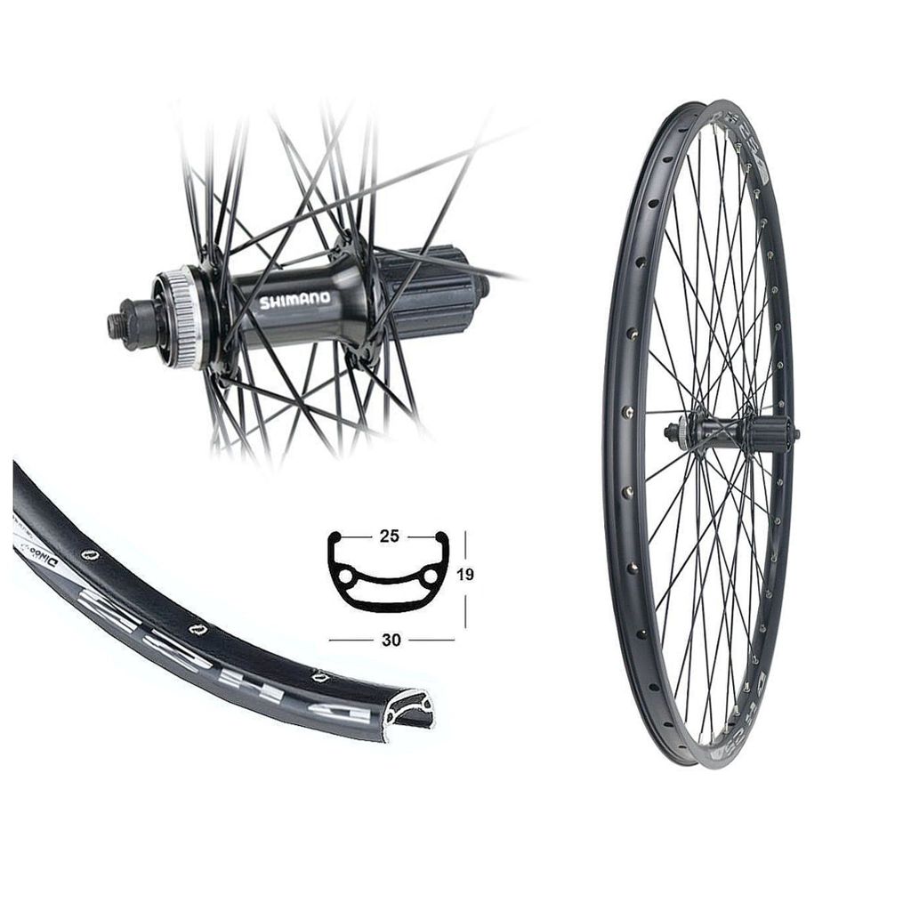 Hinterrad 29 Zoll 622-25 Disc DH25 Shimano M6000 schwarz Produktbild 