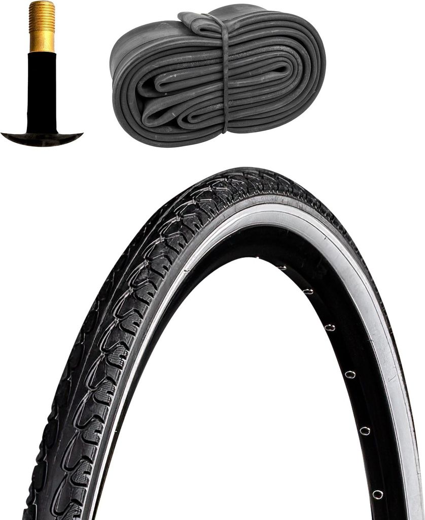 Meghna Fahrradreifen City Trekking Tour 1 Reifen 28 x 1,5" schwarz/weiß mit 1 Schlauch AV