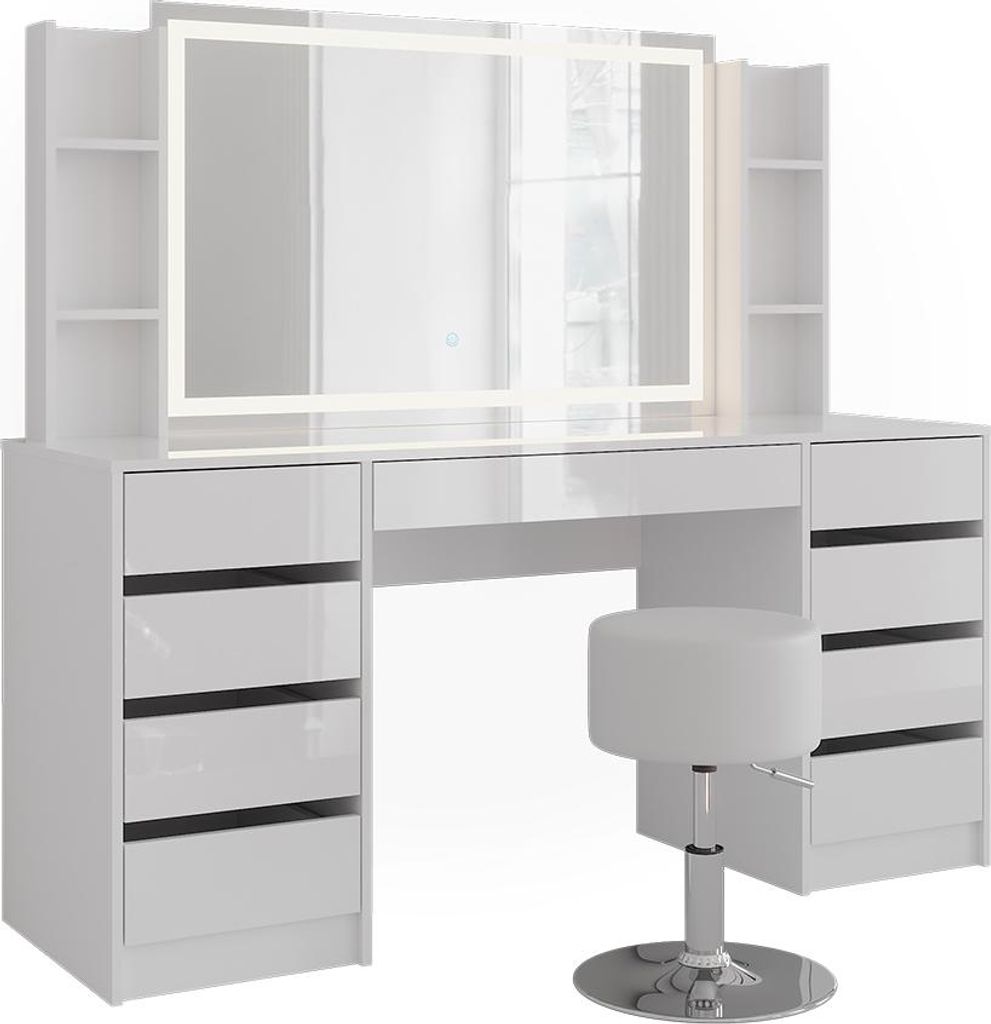Coiffeuse Vicco Sherry Blanc/Blanc Haute brillance 158.2cm Image du produit 