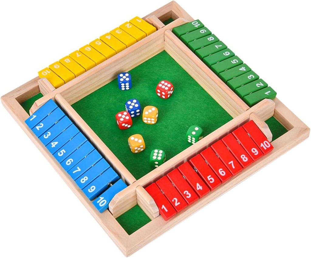 alpas Shut The Box 4-Spieler,Klappbrett Spiel,Würfelspiel aus Holz,Brettspiel aus Holz,Brettspiele ab 7 8 9 10 + Jahre,Reisespiele,Traditionelle K...