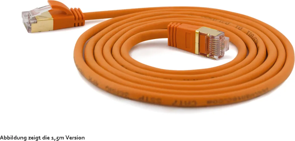 Câble Réseau Ultra-Fin 4mm CAT7 SSTP 0,20m Orange pour Baie de Brassage