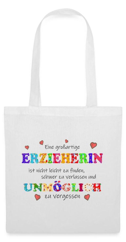 Spreadshirt Großartige Erzieherin Abschiedsgeschenk Stoffbeutel, One size, Weiß