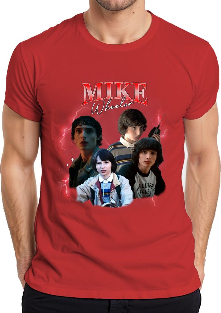 Mike Wheeler Stranger Fan Geschenk Hawkins 80er Retro 90er Bootleg Herren T-Shirt, Rot, 3XL