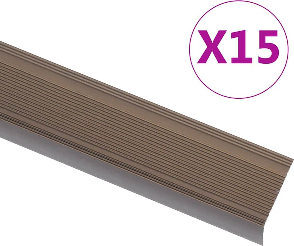 Treppenkantenprofil in L-Form 15 Stk. Aluminium 90 cm Braun