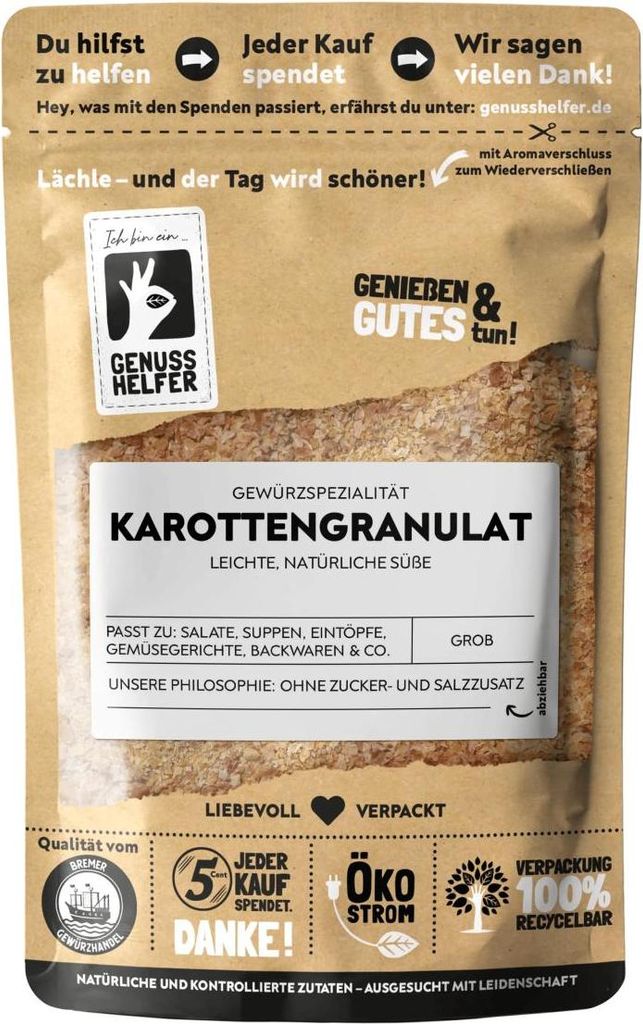 Karottengranulat, getrocknete Karottenstücke, 100g