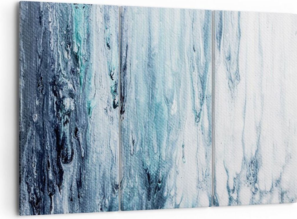Bild auf Leinwand - Leinwandbild - 3 Teile - Abstraktion Prellung Blau - 105x70cm - Wand Bild - Wanddeko - Wandbilder - Leinwanddruck - Bilder - Wa...