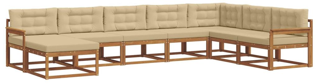 (Robust Möbel)Outdoor-Sofa garnitur moderne - Balkonmöbel/Gartenlounge-Set - robust und langlebig - mit Kissen 8 pcs Natur und Beige - Gartensofa...