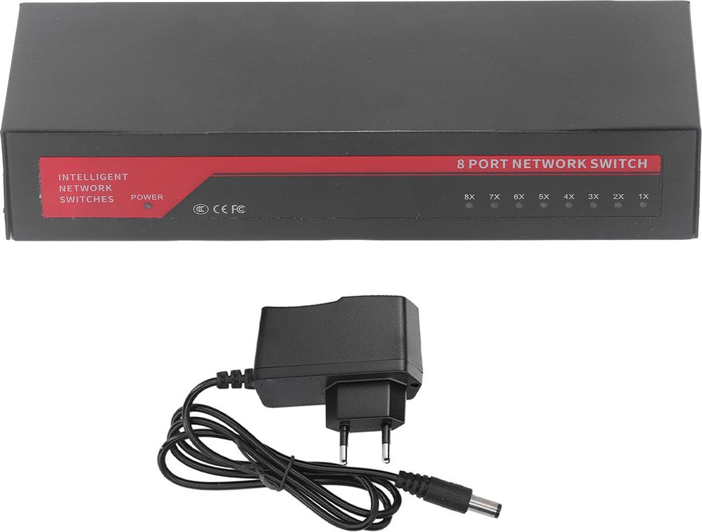 8-Port-Gigabit-PoE-Switch, robuster, lüfterloser Plug-and-Play-Ethernet-Splitter für die Wandmontage aus Metall für das Heimbüro –