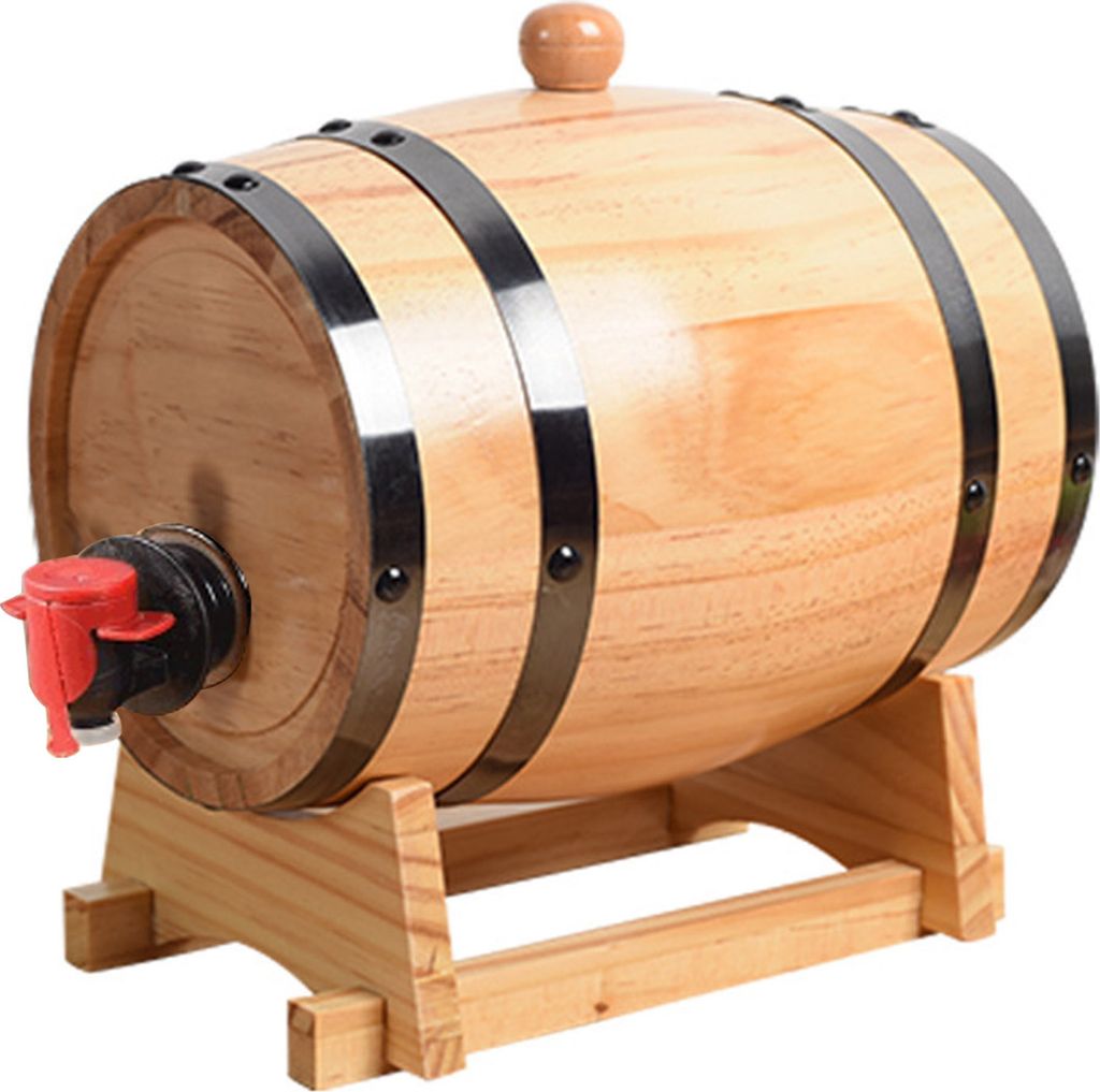 1/1,5/3L Eichenweinfass mit Ständer und Zapfhahn, Vintage-Whiskyfass, Fassspender, Holzfass, Heimbar-Dekoration M