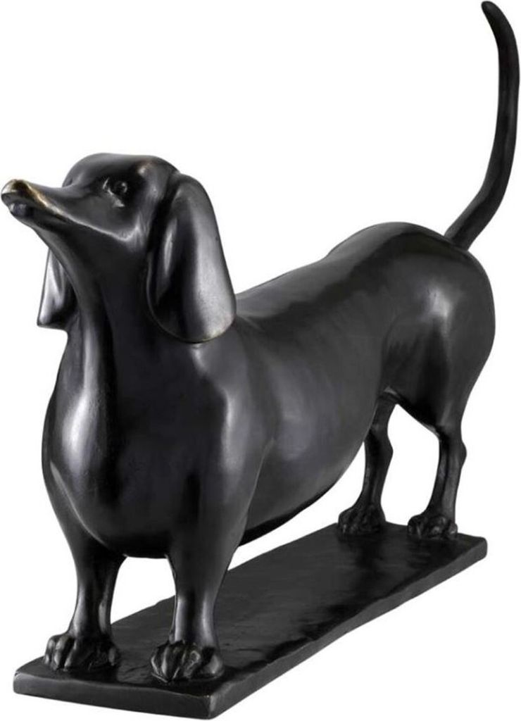 Casa Padrino Designer Bronzefigur Dachshund 46 x 8 x H. 23 cm - Luxus Qualität