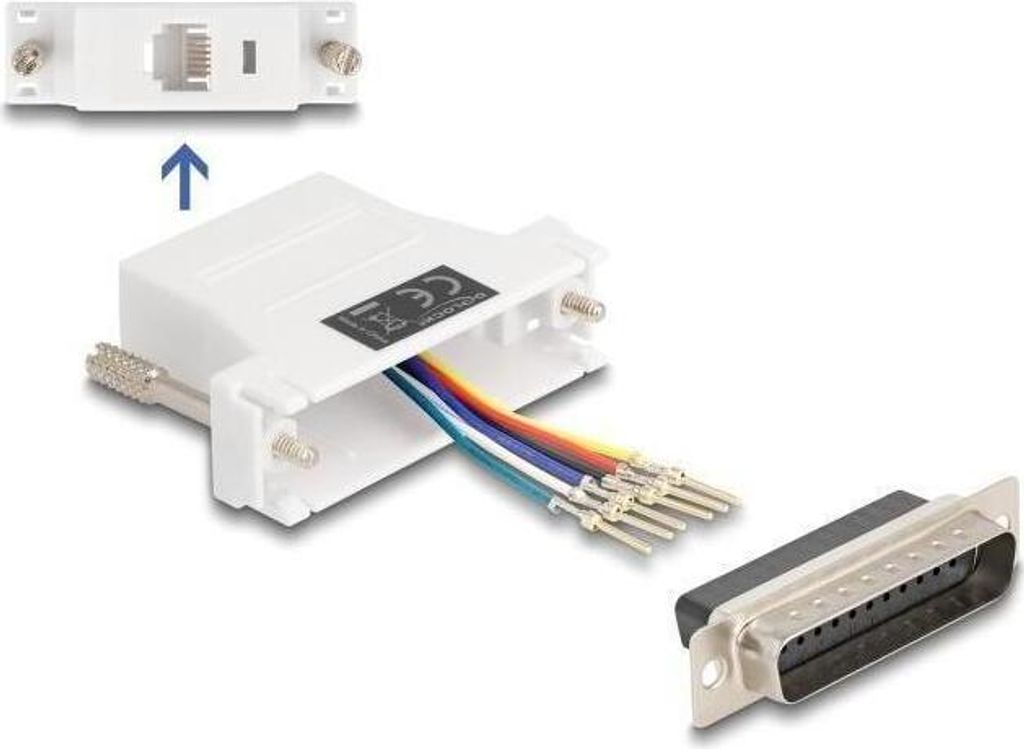 D-Sub 25 Pin Stecker zu RJ12 Buchse Adapter Montagesatz weiß