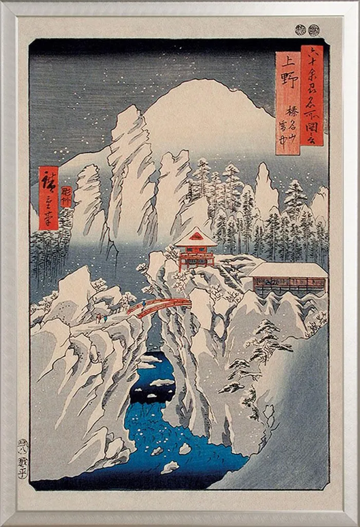 Poster Hiroshige Neve Monte Haruna Cornice Shinsuke Argento 61x91,5