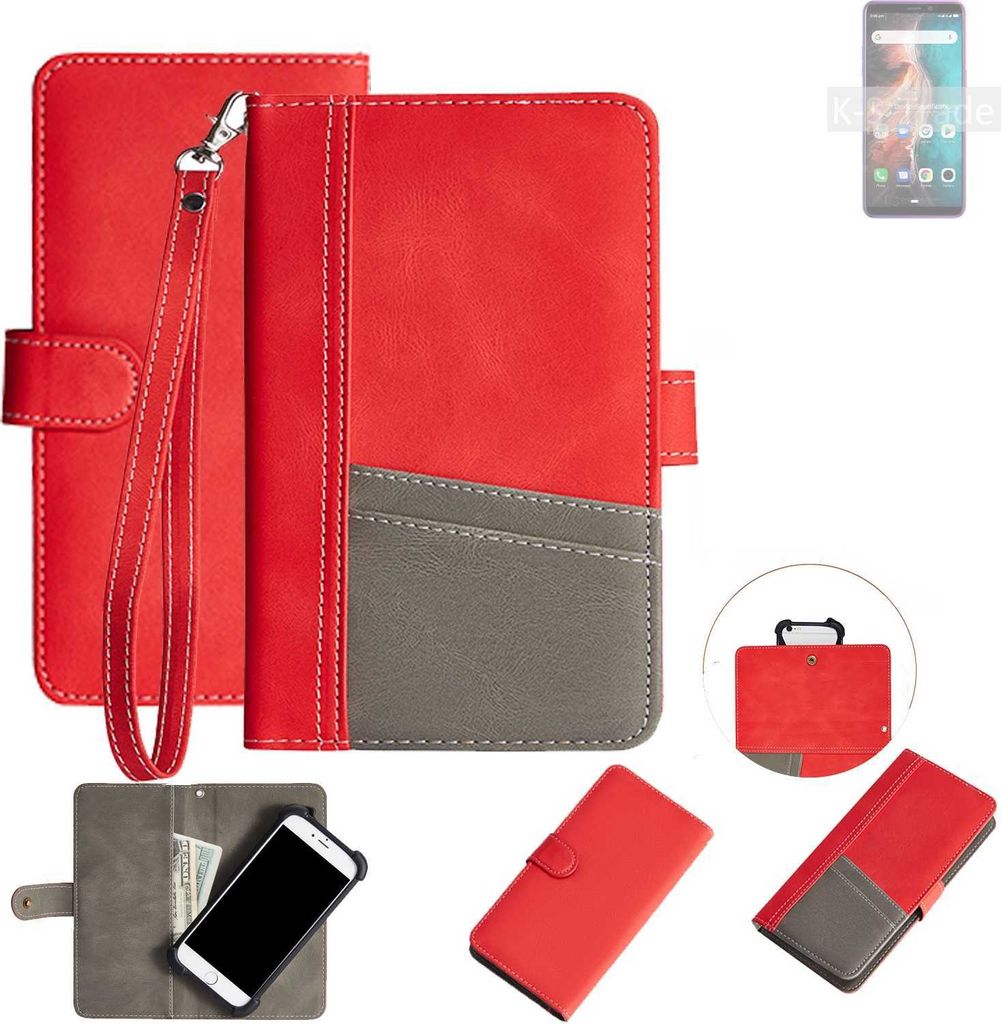 K-S-Trade Handy Schutzhülle für Ulefone P6000 Plus Hülle Portemonnee Brieftasche Klapphülle Kartenfächer Flip Wallet Case Etui