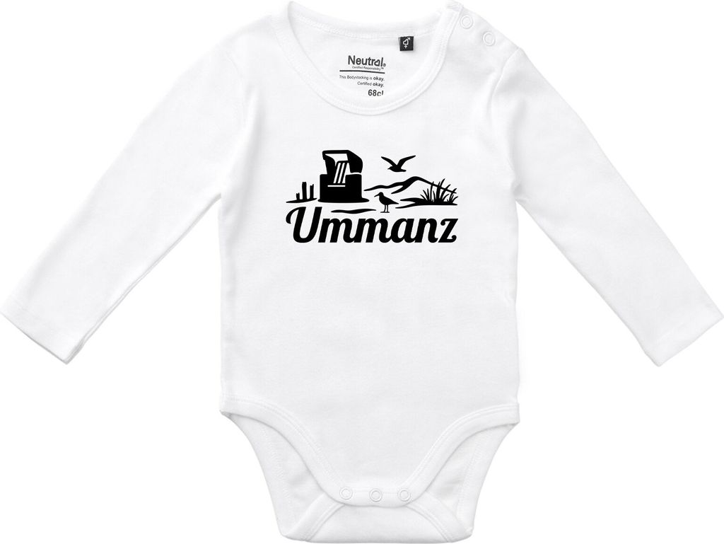 Huuraa Baby Body Ummanz Strandmotiv 68 White Baumwolle Fairtrade Langarmbody Geschenkidee