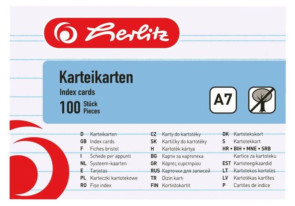 herlitz Fiches, DIN A7, lignées, blanches Image du produit 