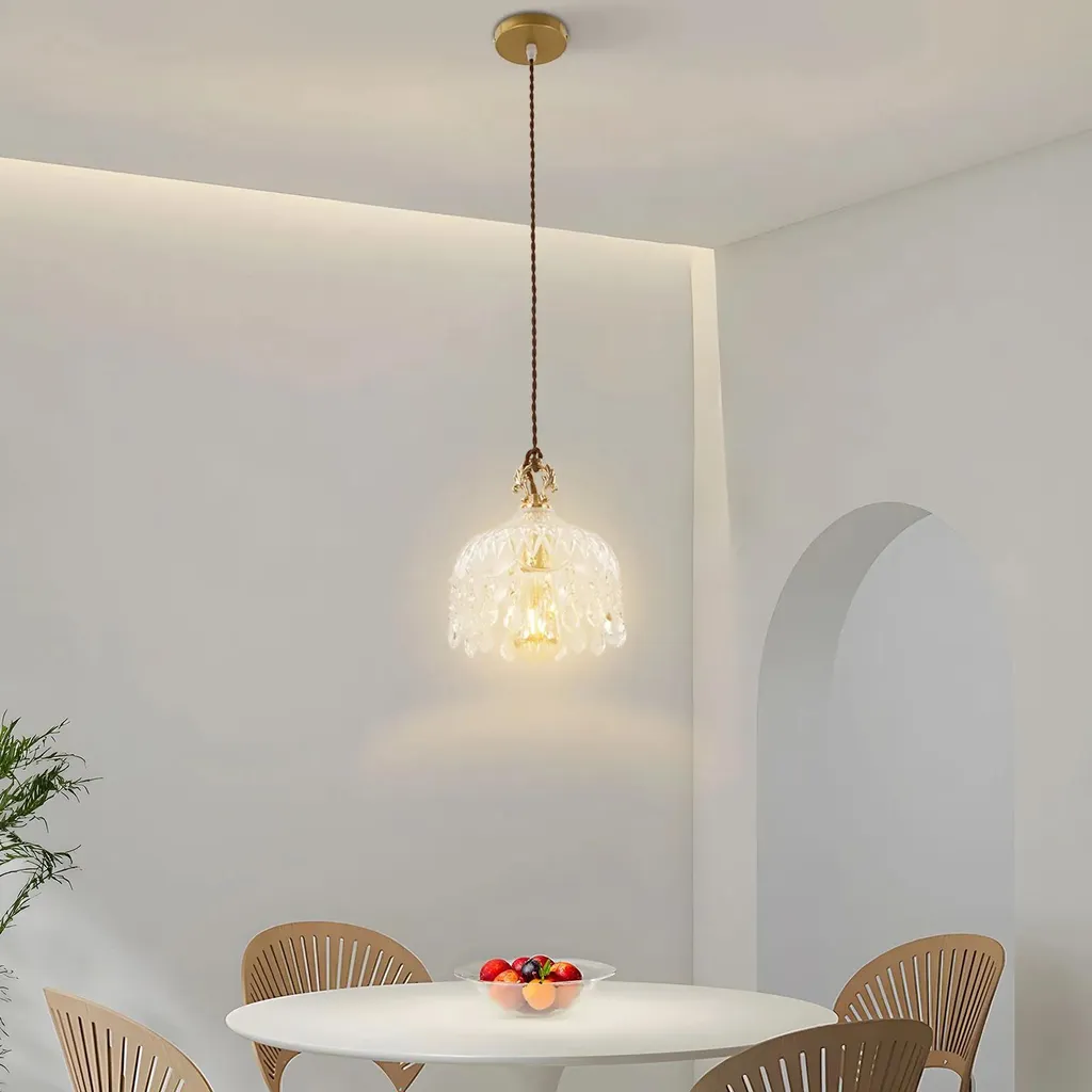 Suspension Cristal E27 220V - Luminaire Câblé Design sans Ampoule 15cm