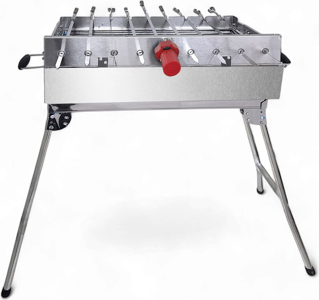 Mangal Kairat Schaschlik Grill mit Drehspieß mit Powerbank 9 Spieße