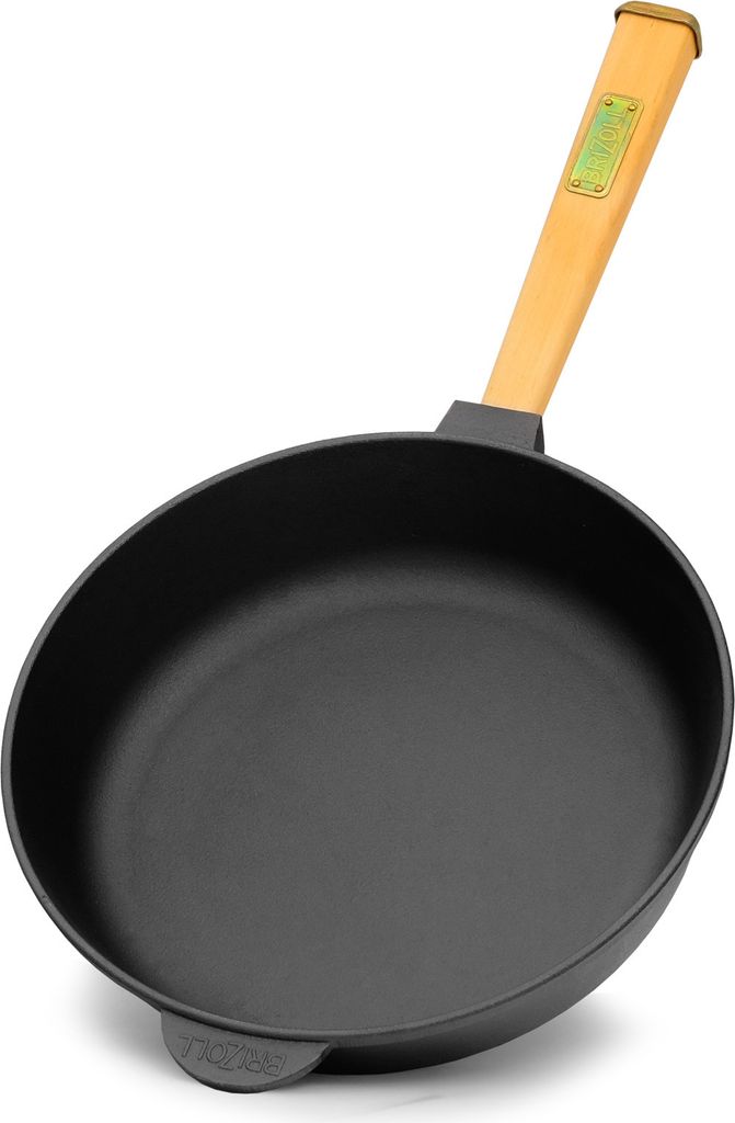 Gusseisenpfanne 28cm Gußeisenpfanne 70mm hoch mit Holzgriff Produktbild 