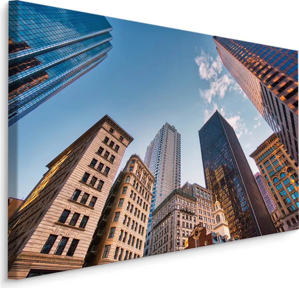 Stampa Tela Skyline 70x50 XXL - Quadro Città Notturna per Camera