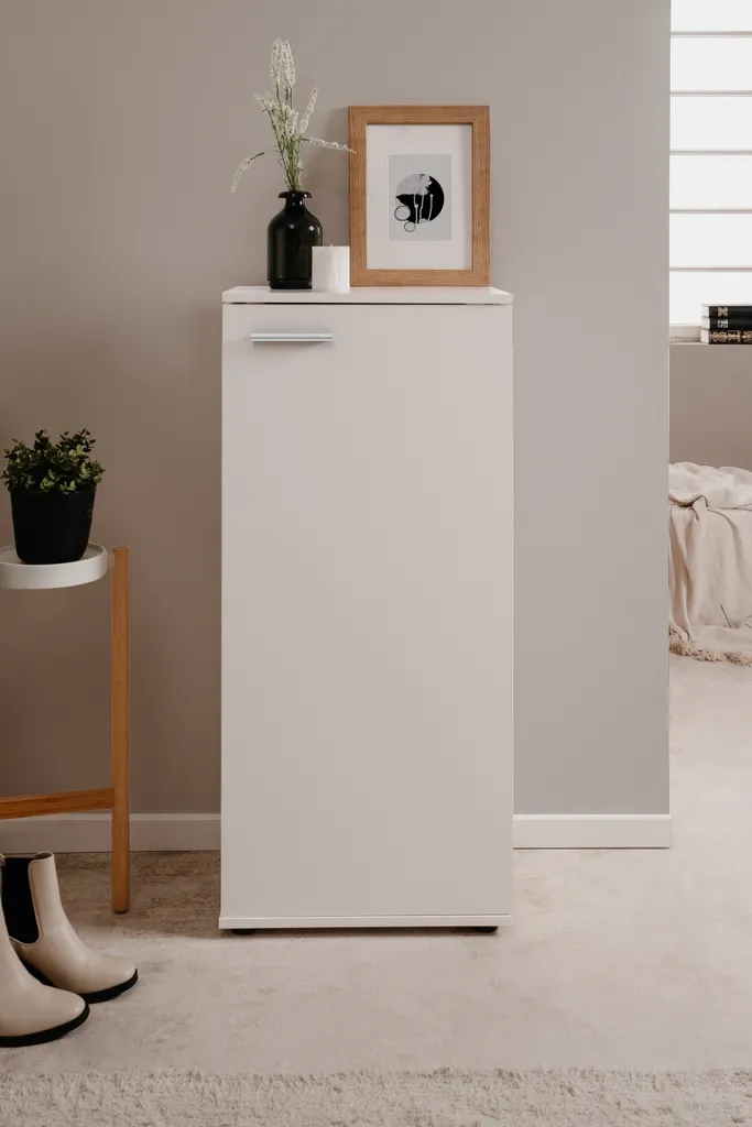 Armoire à chaussures blanche Satos 105 cm de haut - Rangement 12 paires