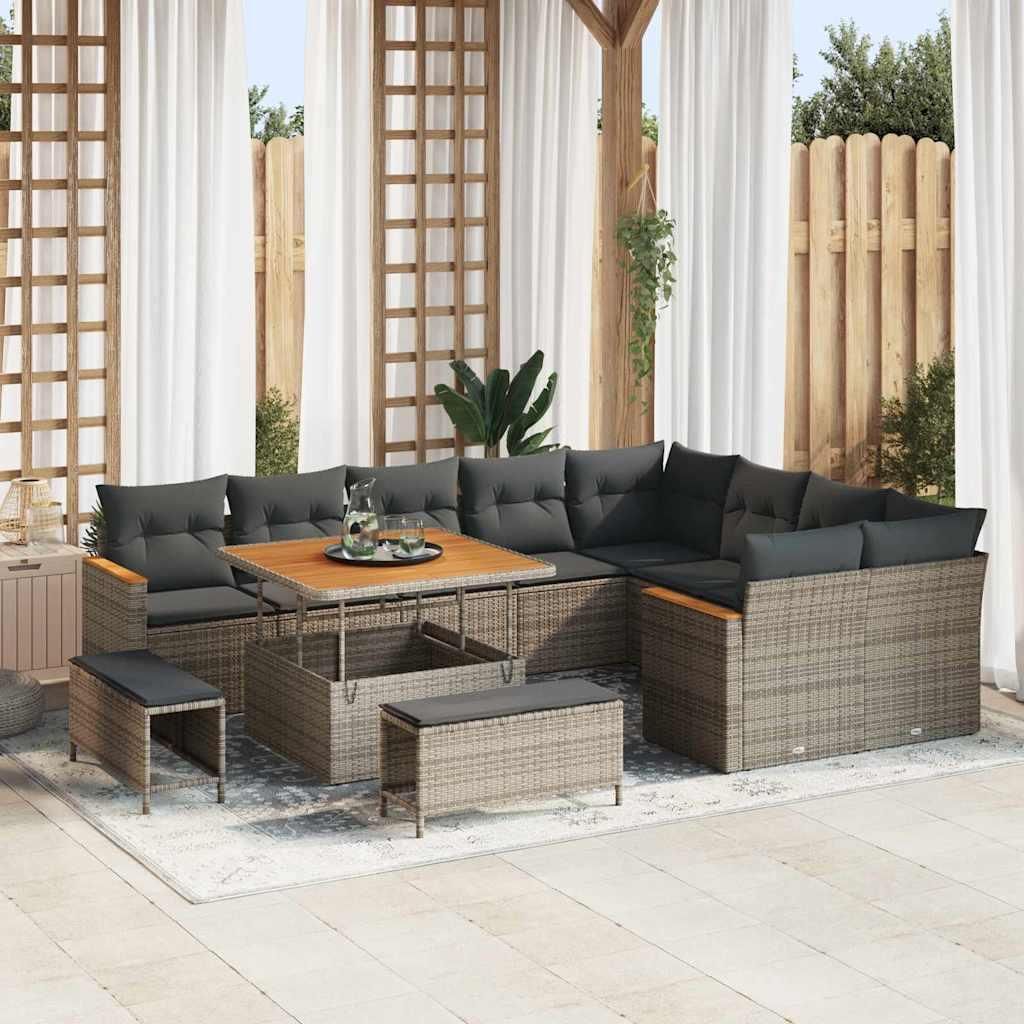 Maison Exclusive - Gartensofa-set 12 pcs Grau Poly-Rattan
