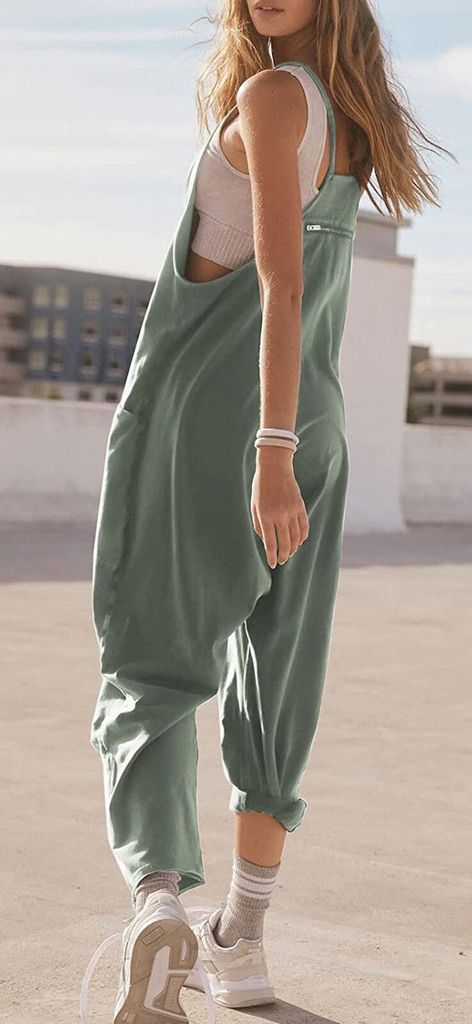 Shownicer Damen Latzhose Sommer - Ärmelloser Overall Mit Taschen