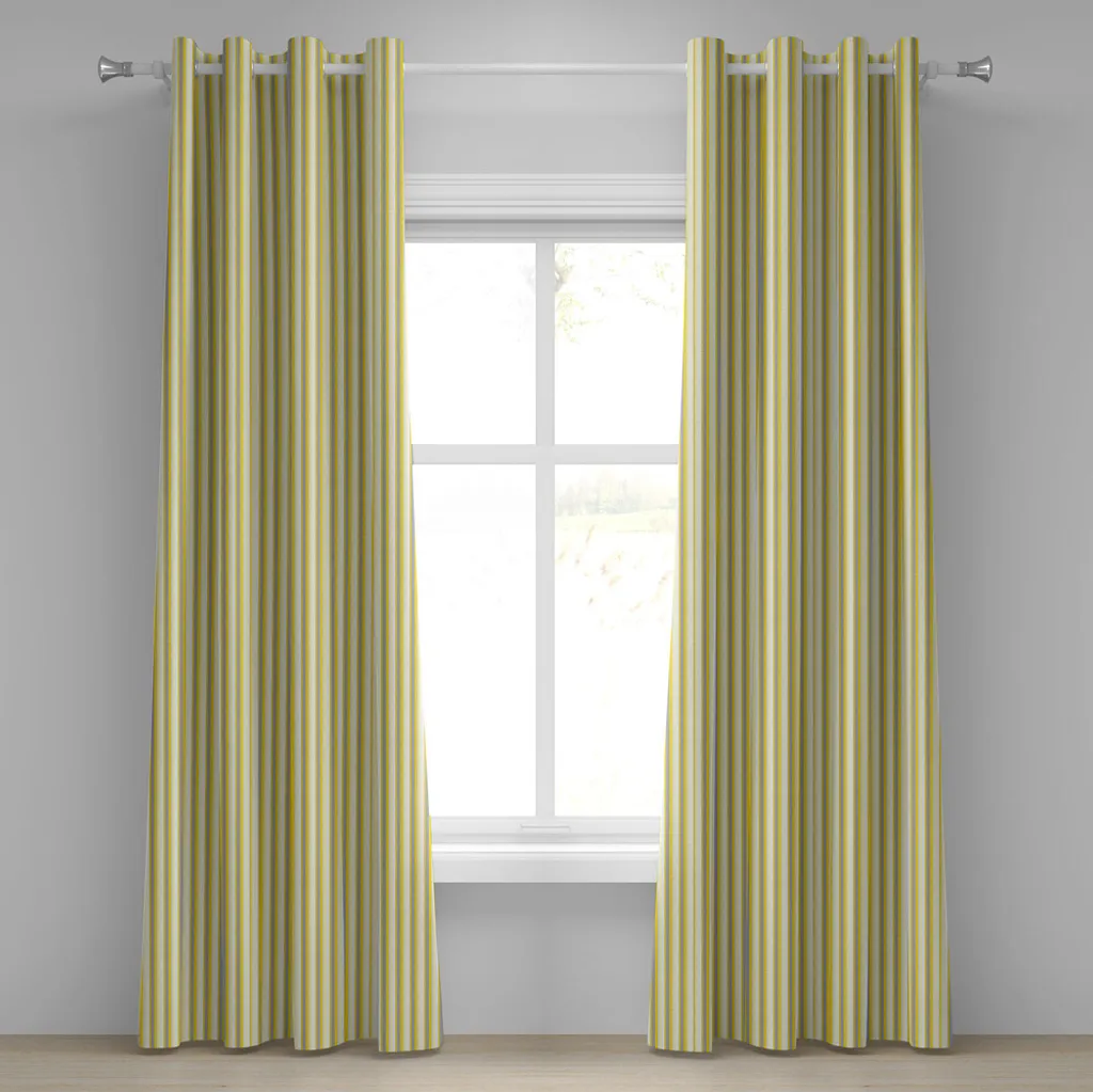 Rideau à œillets jaune ABAKUHAUS à rayures rétro, lot de 2 - 280x245 cm