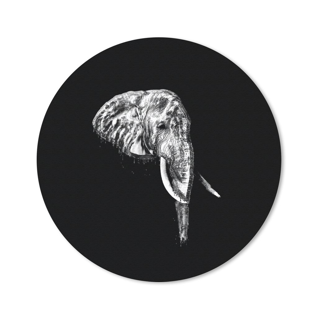 MuchoWow Mauspad Mousepad Elefant - Zähne - Schwarz - Weiß 20x20 cm - Mousepads - Maus Mat - Pad - Mausunterlage - Schreibtischmatte