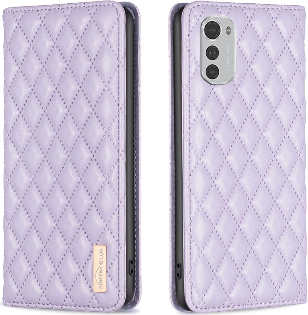 Moto E32 Hülle, Elegant Bookstyle Flip Leder Kartenfächer Schutzhülle mit Ständer für Motorola Moto E32 4G Lila