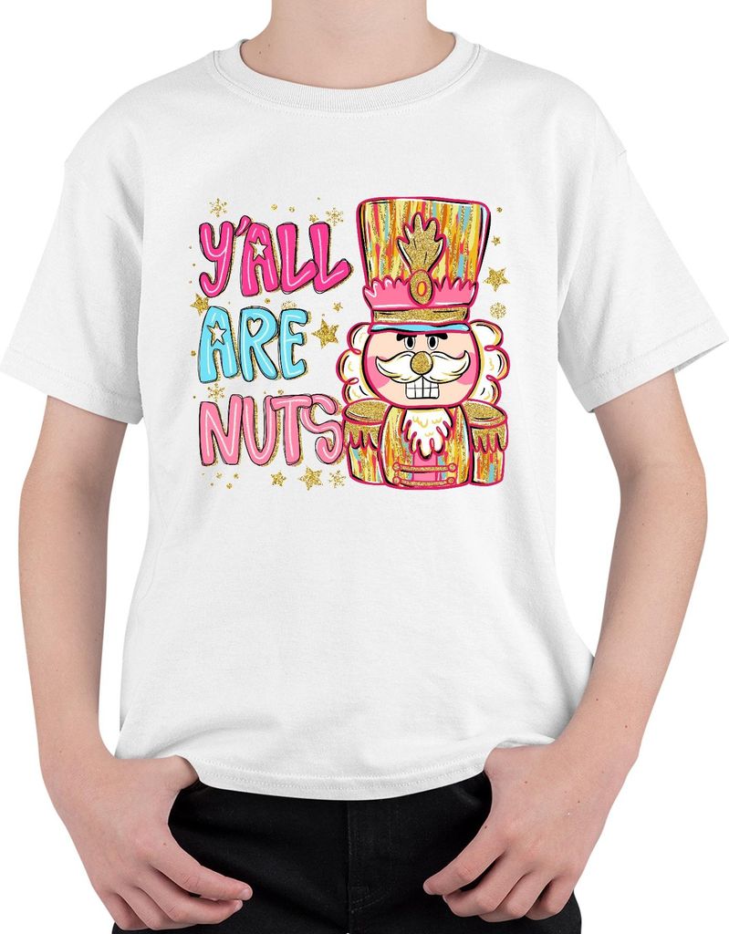 Y'all Are Nuts Nutcracker Christmas southern glitter pink gift Uni Kinder T-Shirt, Weiß, 116