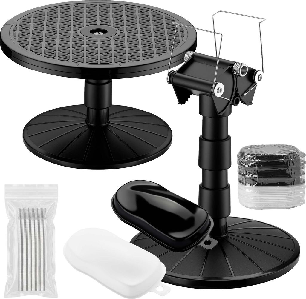 Wiltec Airbrush Lackierständer Set mit Drehteller, 20x Reinigungsbürste und 30x Folienmodell Speed Shapes