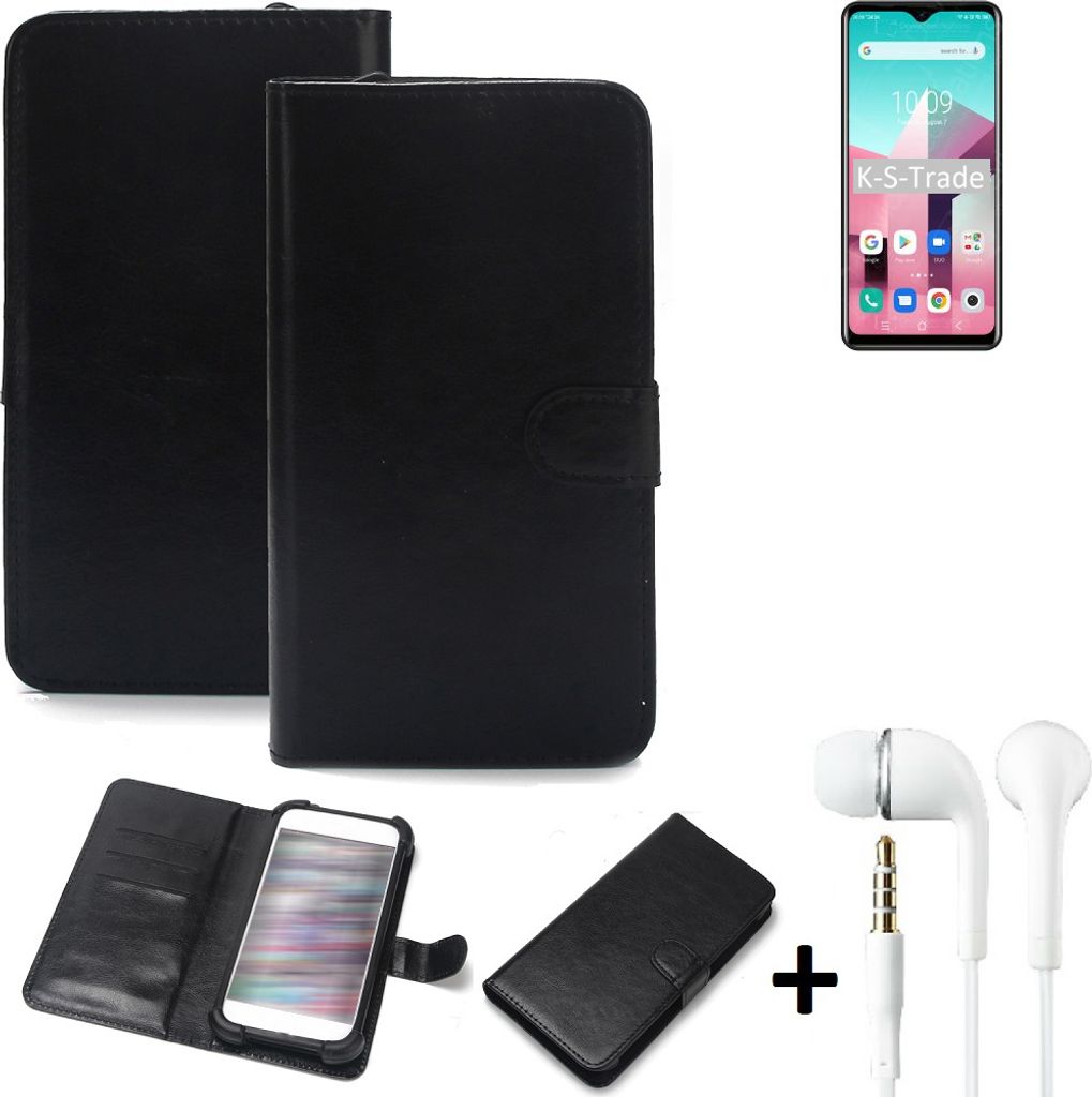 K-S-Trade Wallet Case Handyhülle kompatibel mit Blackview A80 Plus Schutzhülle Flip cover Flipstyle Tasche Hülle Flipcover Slim Bumper schwarz + in