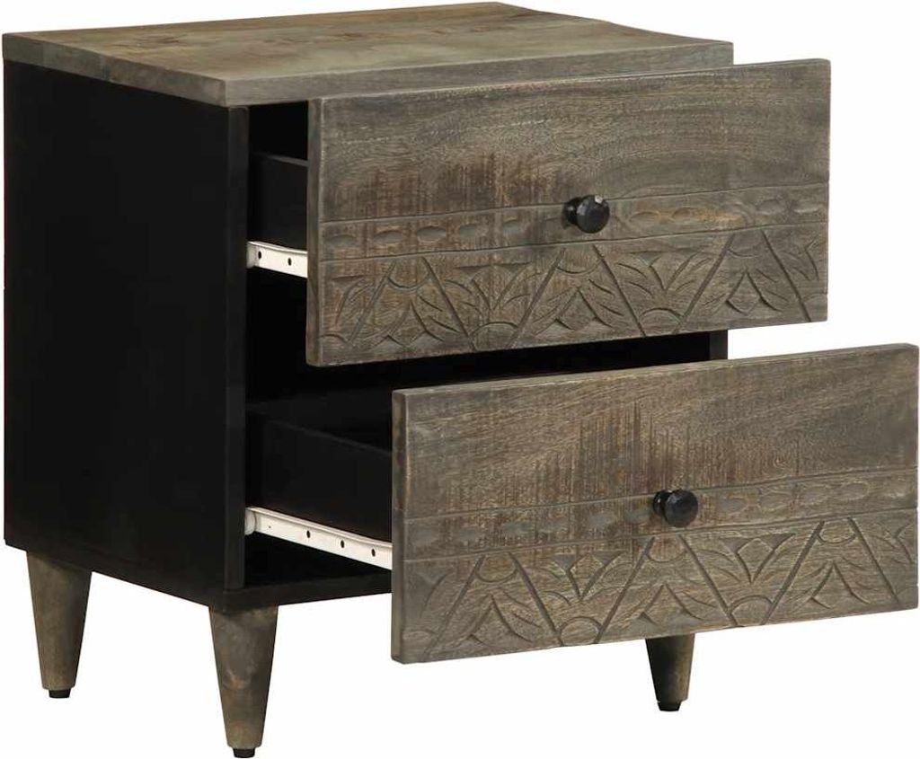 vidaXL Nachttisch Hellgrau 40x33x46 cm Massivholz Mango