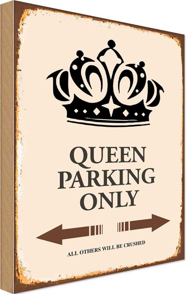 vianmo Holzschild 30x20 cm Queen parking only Korona Parkplatzschild